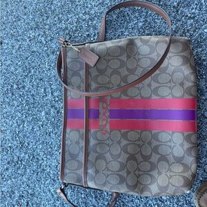 Coach Brown and Purple medium crossbody Bag
